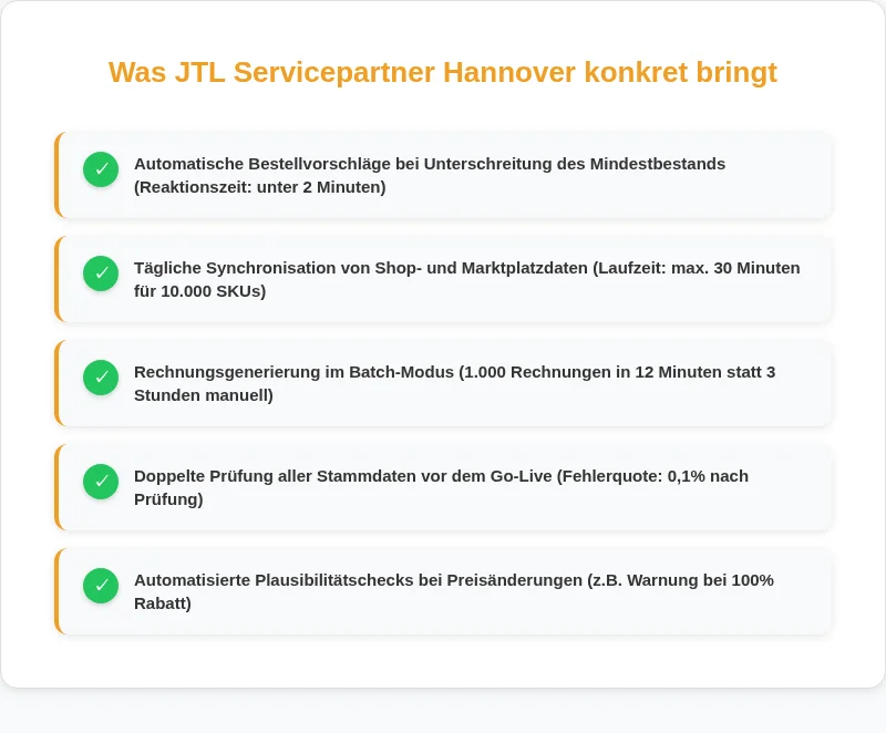 Infografik: Was JTL Servicepartner Hannover konkret bringt