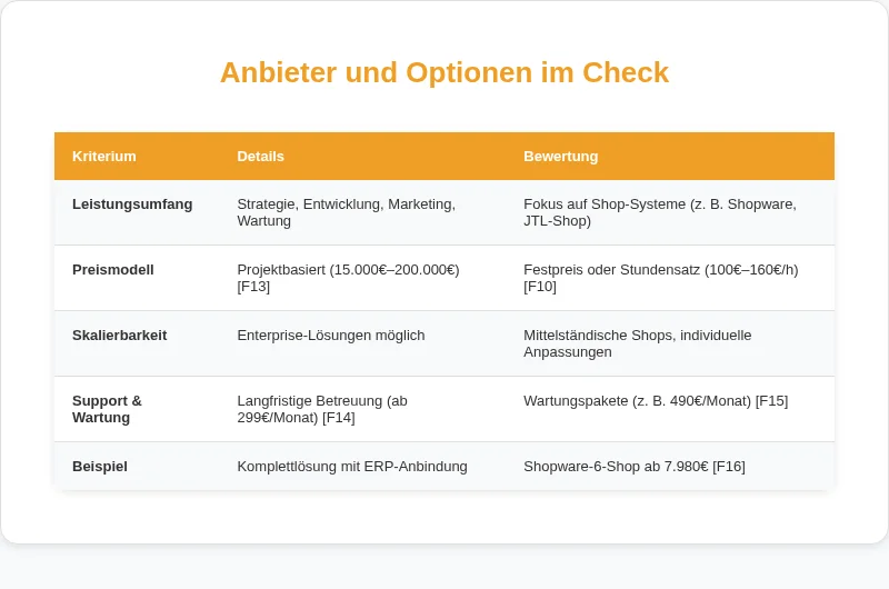 Infografik: Anbieter und Optionen im Check