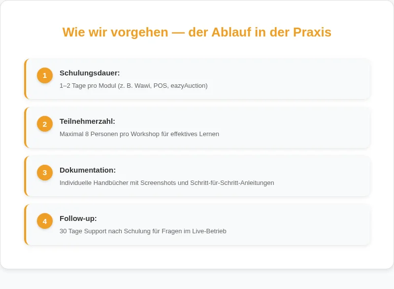 Infografik: Wie wir vorgehen, der Ablauf in der Praxis