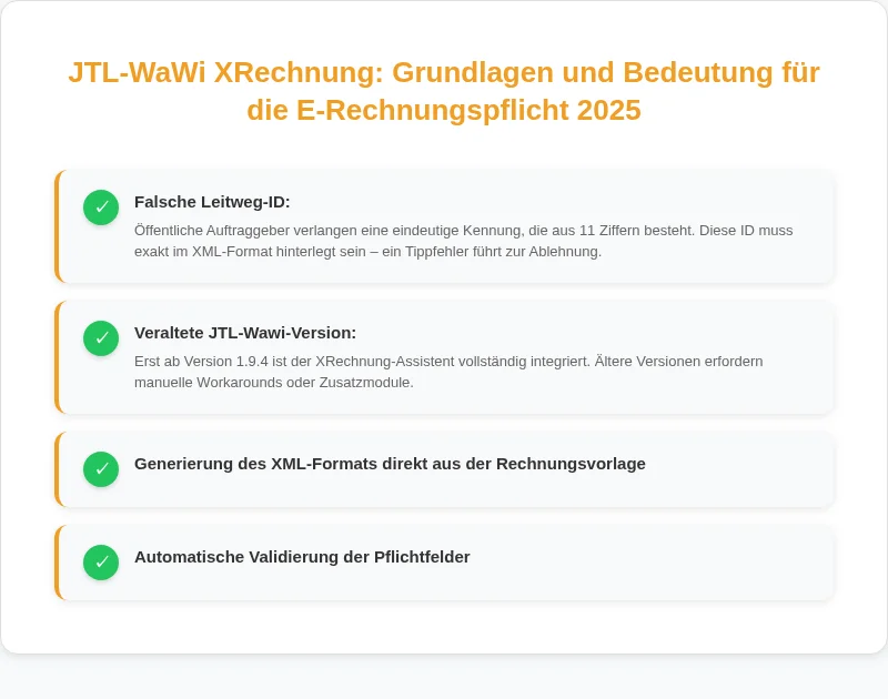Infografik: XRechnung in JTL-WaWi einrichten: Schritt-für-Schritt-Anleitung