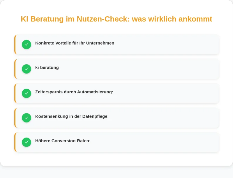 Infografik: KI Beratung im Nutzen-Check: was wirklich ankommt