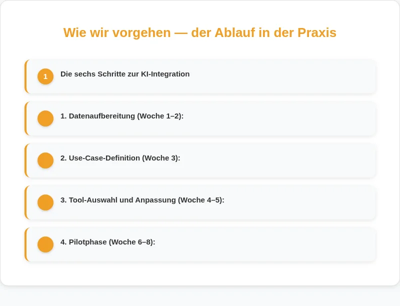 Infografik: Wie wir vorgehen, der Ablauf in der Praxis