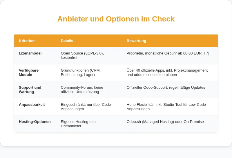 Infografik: Anbieter und Optionen im Check