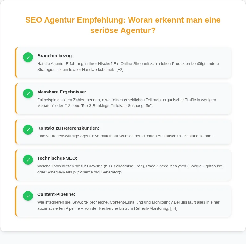 Infografik: SEO Agentur Empfehlung: Woran erkennt man eine seriöse Agentur?