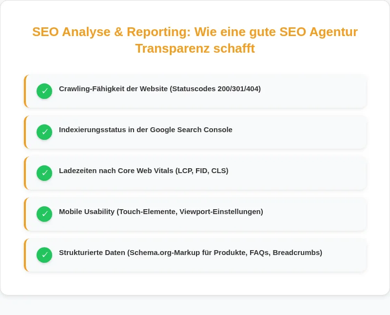 Infografik: SEO Analyse & Reporting: Wie eine gute SEO Agentur Transparenz schafft