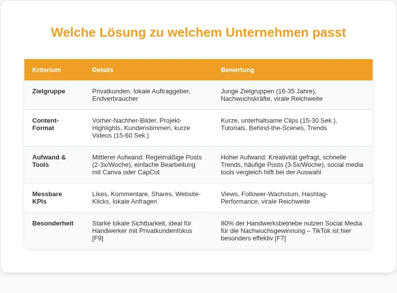 Infografik: Welche Lösung zu welchem Unternehmen passt