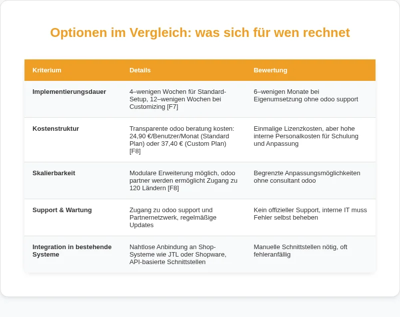 Infografik: Optionen im Vergleich: was sich für wen rechnet
