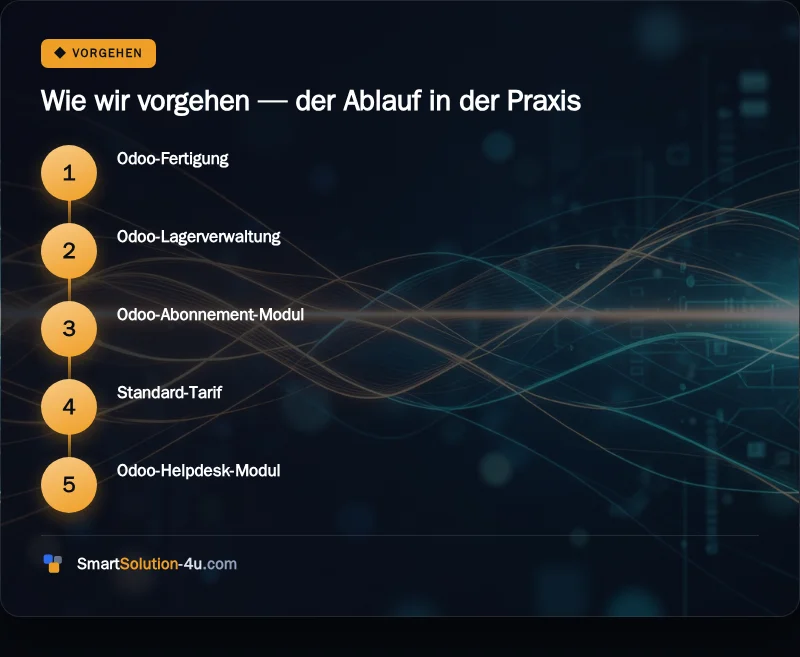 Infografik: Wie wir vorgehen, der Ablauf in der Praxis