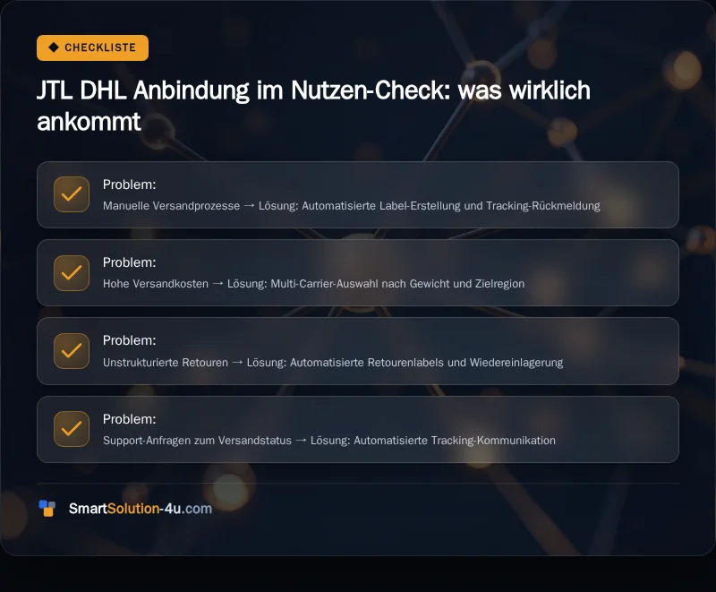 Infografik: JTL DHL Anbindung im Nutzen-Check: was wirklich ankommt