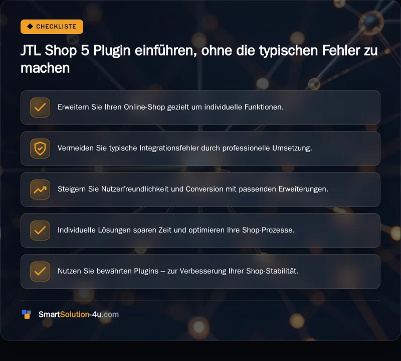 Infografik: JTL Shop 5 Plugin einführen, ohne die typischen Fehler zu machen