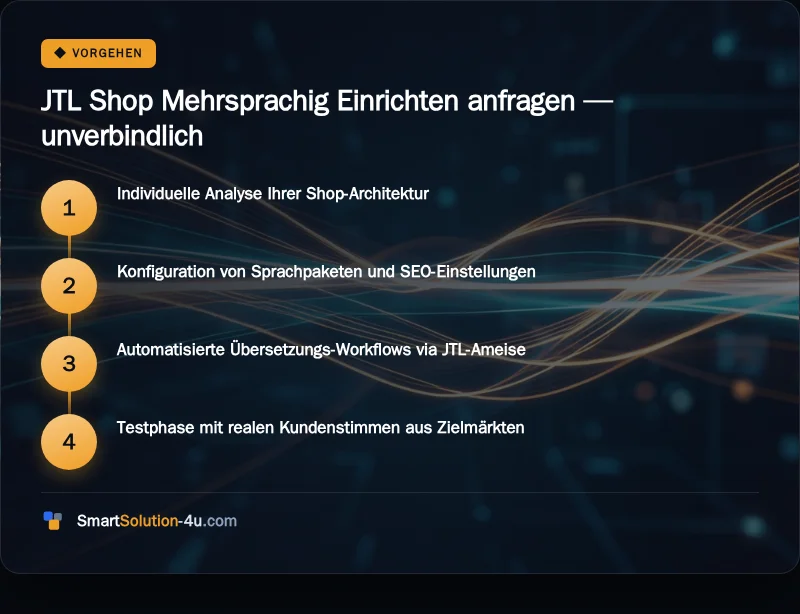 Infografik: JTL Shop Mehrsprachig Einrichten anfragen, unverbindlich