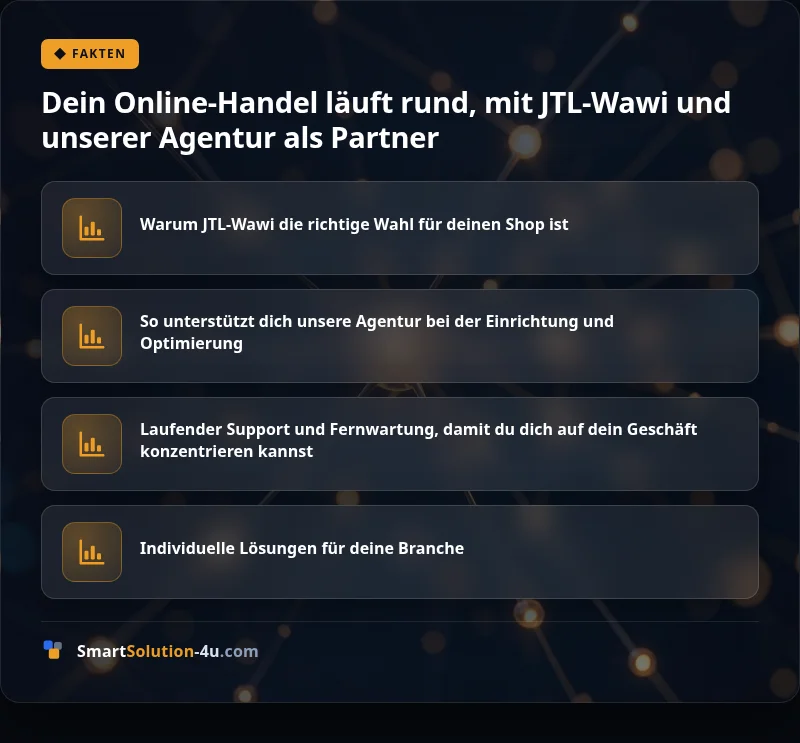 Infografik: Dein Online-Handel läuft rund, mit JTL-Wawi und unserer Agentur als Partner