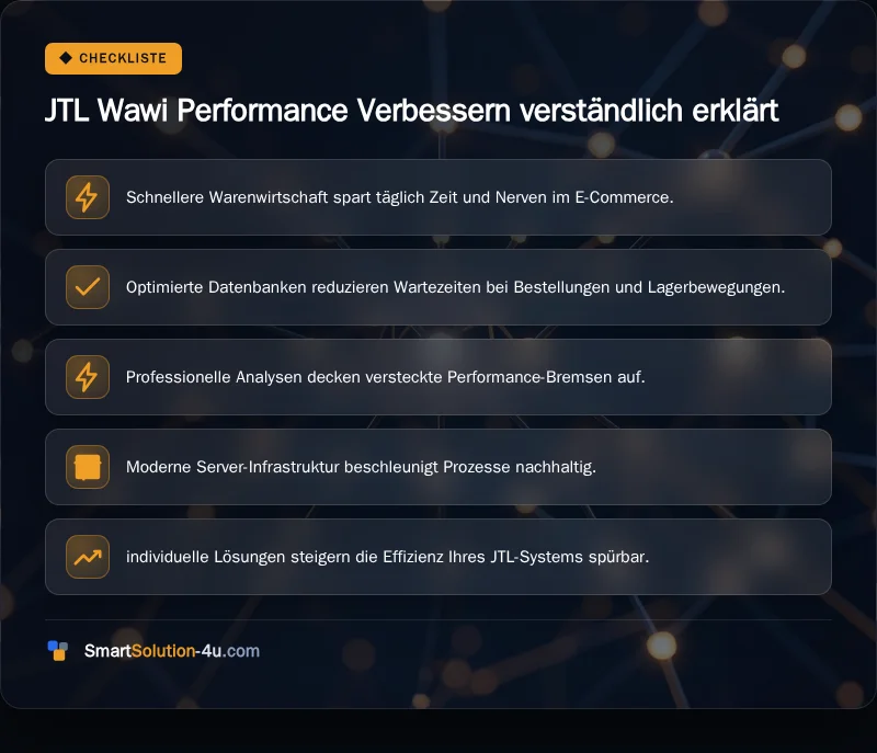 Infografik: JTL Wawi Performance Verbessern verständlich erklärt
