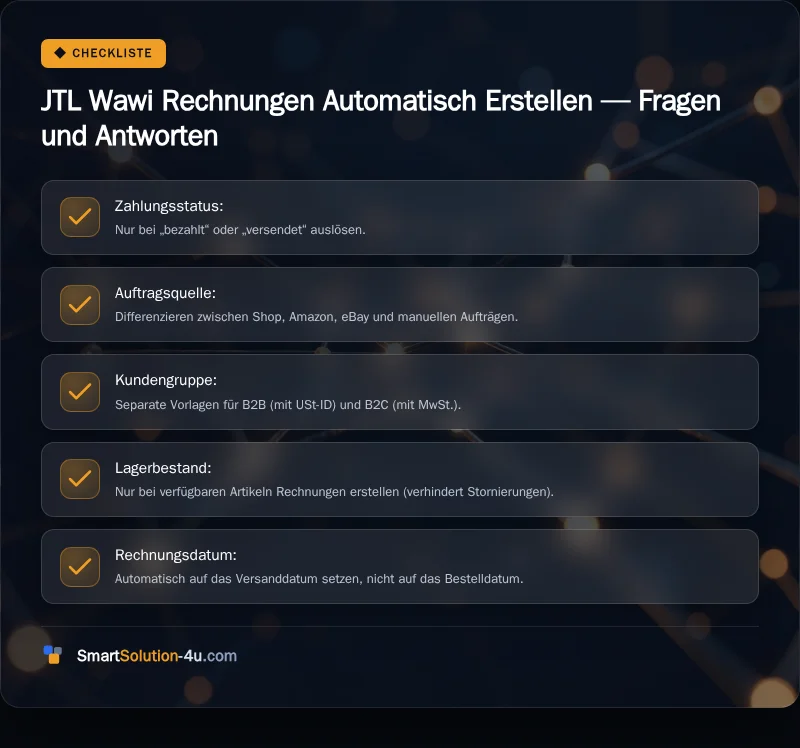 Infografik: JTL Wawi Rechnungen Automatisch Erstellen, Fragen und Antworten