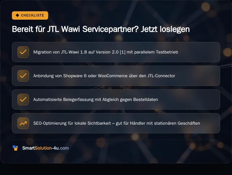 Infografik: Bereit für JTL Wawi Servicepartner? Jetzt loslegen