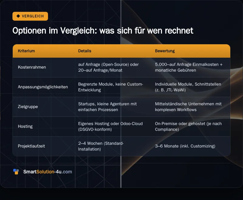 Infografik: Optionen im Vergleich: was sich für wen rechnet