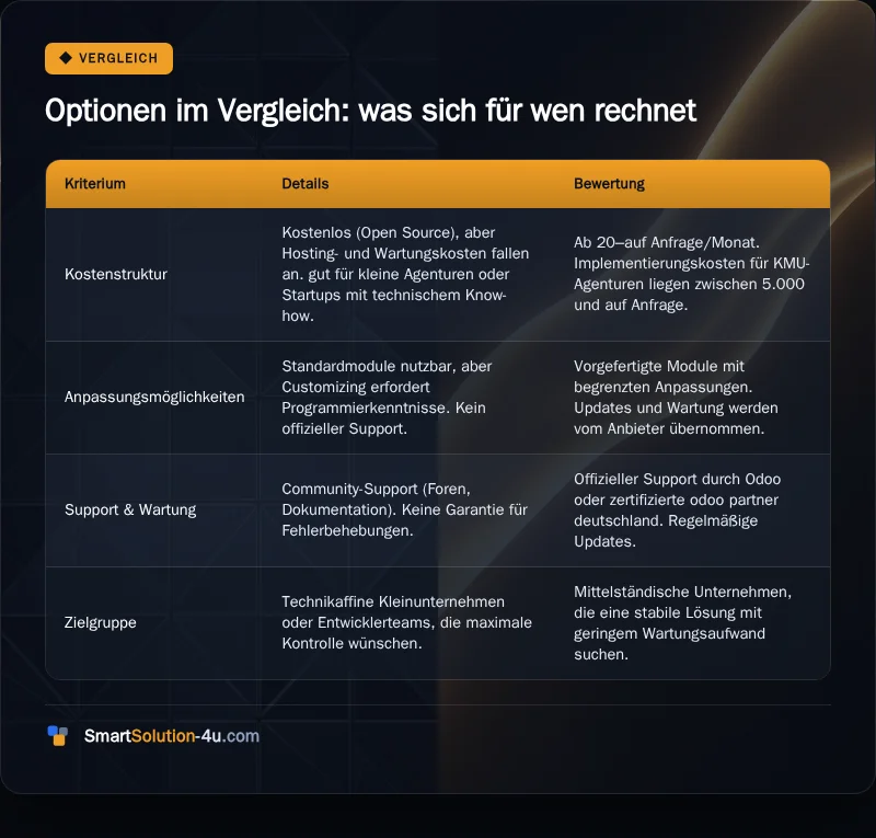 Infografik: Optionen im Vergleich: was sich für wen rechnet