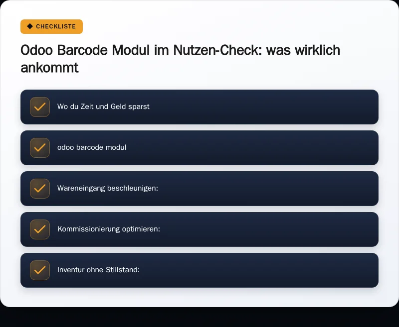 Infografik: Odoo Barcode Modul im Nutzen-Check: was wirklich ankommt