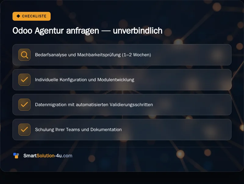 Infografik: Odoo Agentur anfragen, unverbindlich