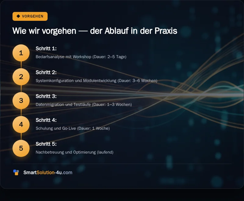 Infografik: Wie wir vorgehen, der Ablauf in der Praxis