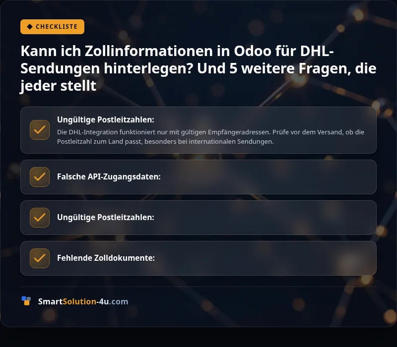 Infografik: Kann ich Zollinformationen in Odoo für DHL-Sendungen hinterlegen? Und 5 weitere Fragen, die jeder stellt
