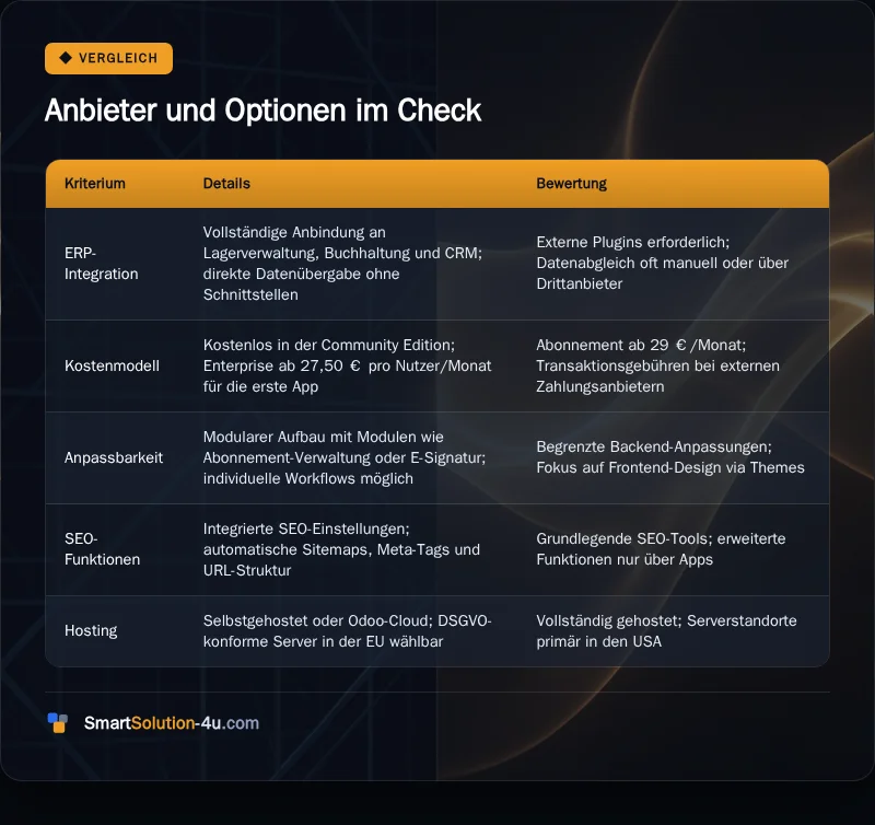 Infografik: Anbieter und Optionen im Check