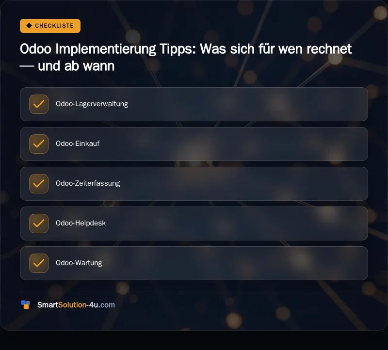 Infografik: Odoo Implementierung Tipps: Was sich für wen rechnet, und ab wann
