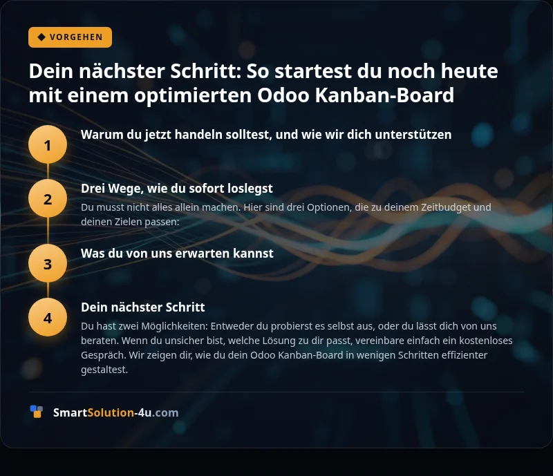 Infografik: Dein nächster Schritt: So startest du noch heute mit einem optimierten Odoo Kanban-Board