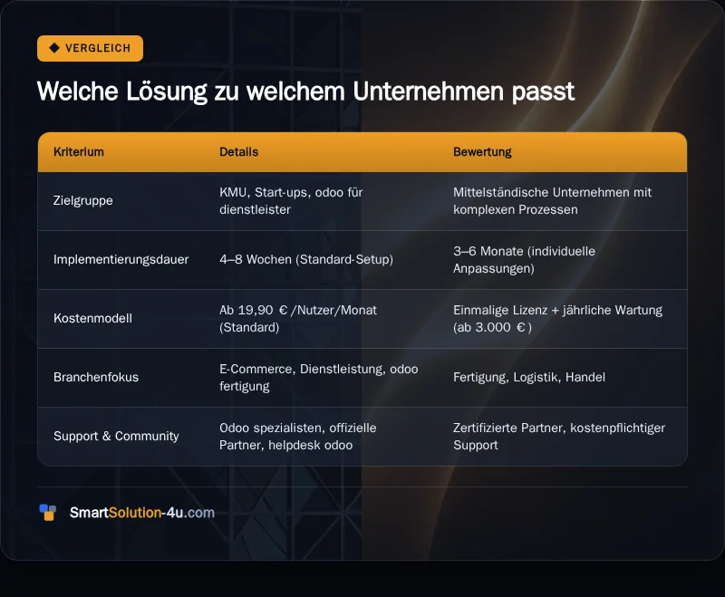 Infografik: Welche Lösung zu welchem Unternehmen passt