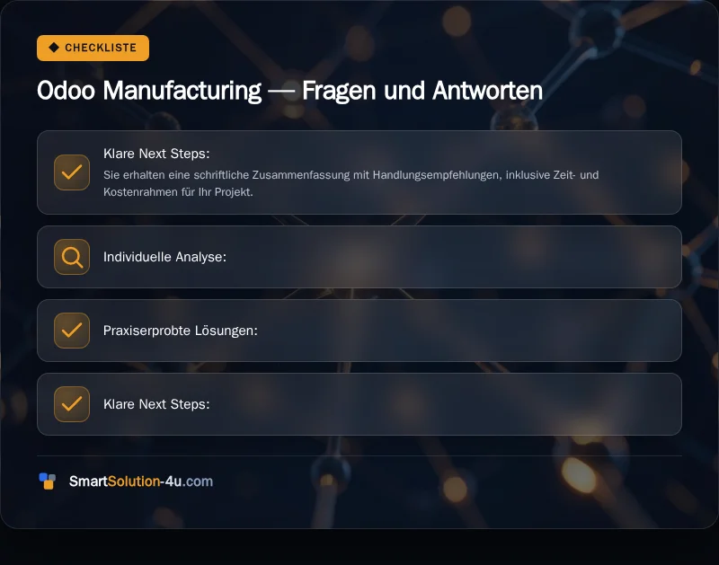 Infografik: Odoo Manufacturing, Fragen und Antworten
