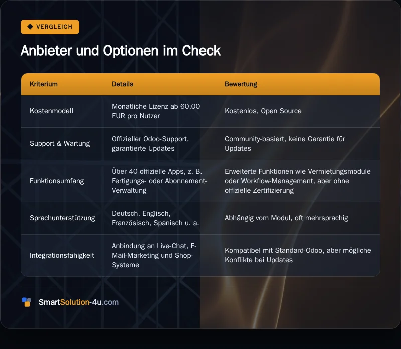 Infografik: Anbieter und Optionen im Check