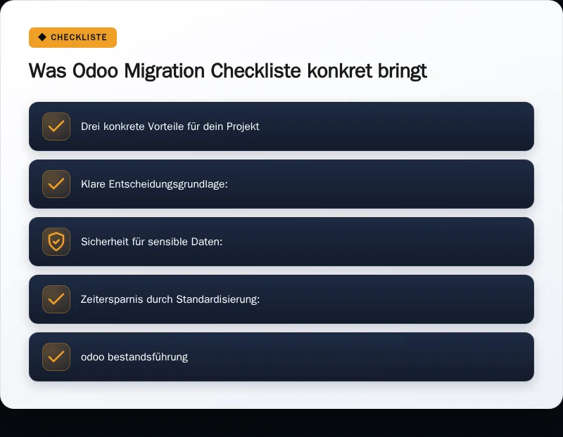 Infografik: Was Odoo Migration Checkliste konkret bringt