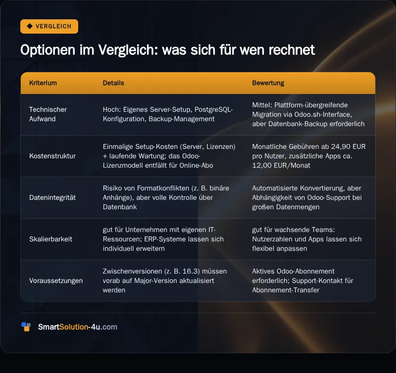 Infografik: Optionen im Vergleich: was sich für wen rechnet