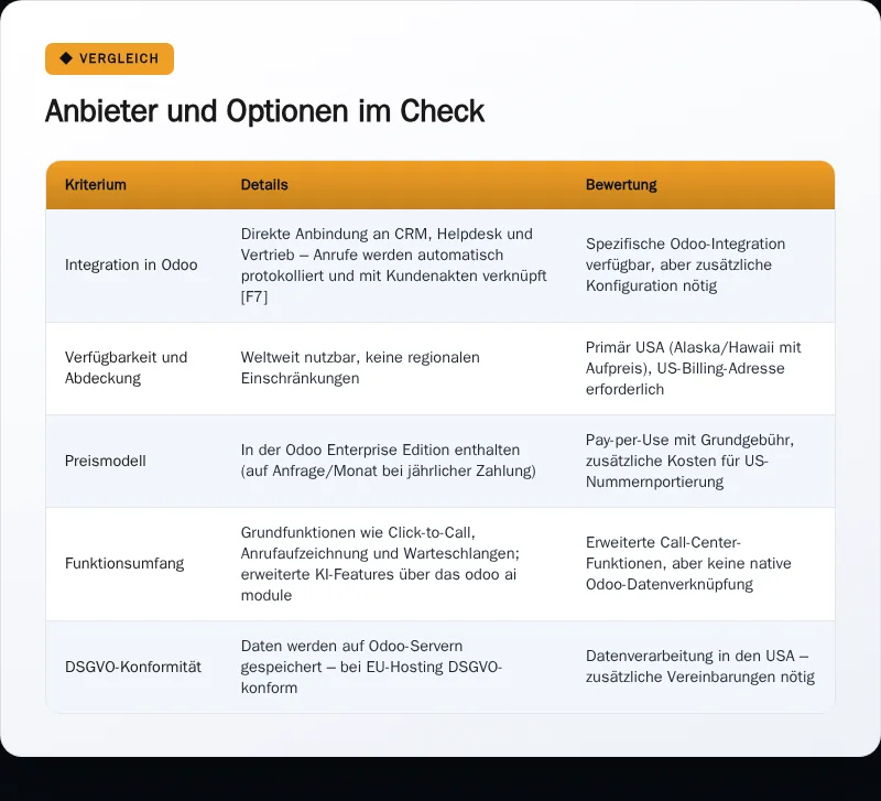 Infografik: Anbieter und Optionen im Check