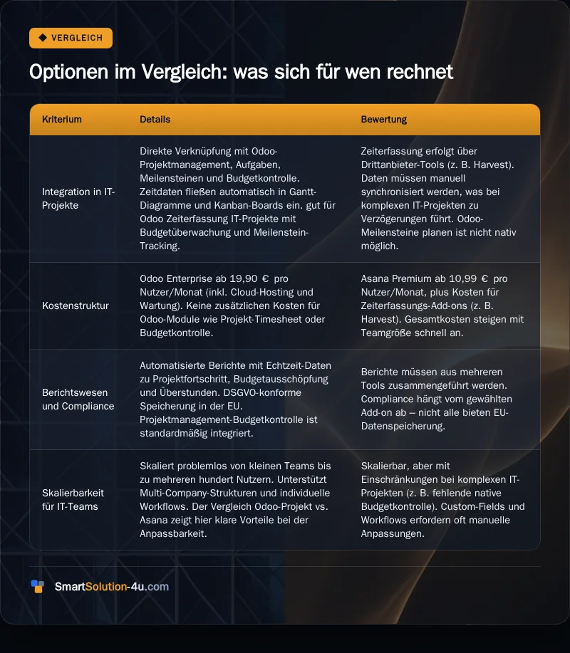 Infografik: Optionen im Vergleich: was sich für wen rechnet