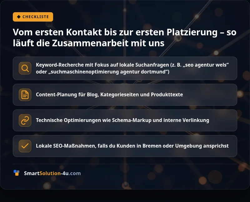 Infografik: Vom ersten Kontakt bis zur ersten Platzierung – so läuft die Zusammenarbeit mit uns