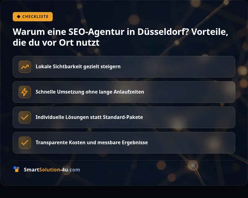 Infografik: Warum eine SEO-Agentur in Düsseldorf? Vorteile, die du vor Ort nutzt