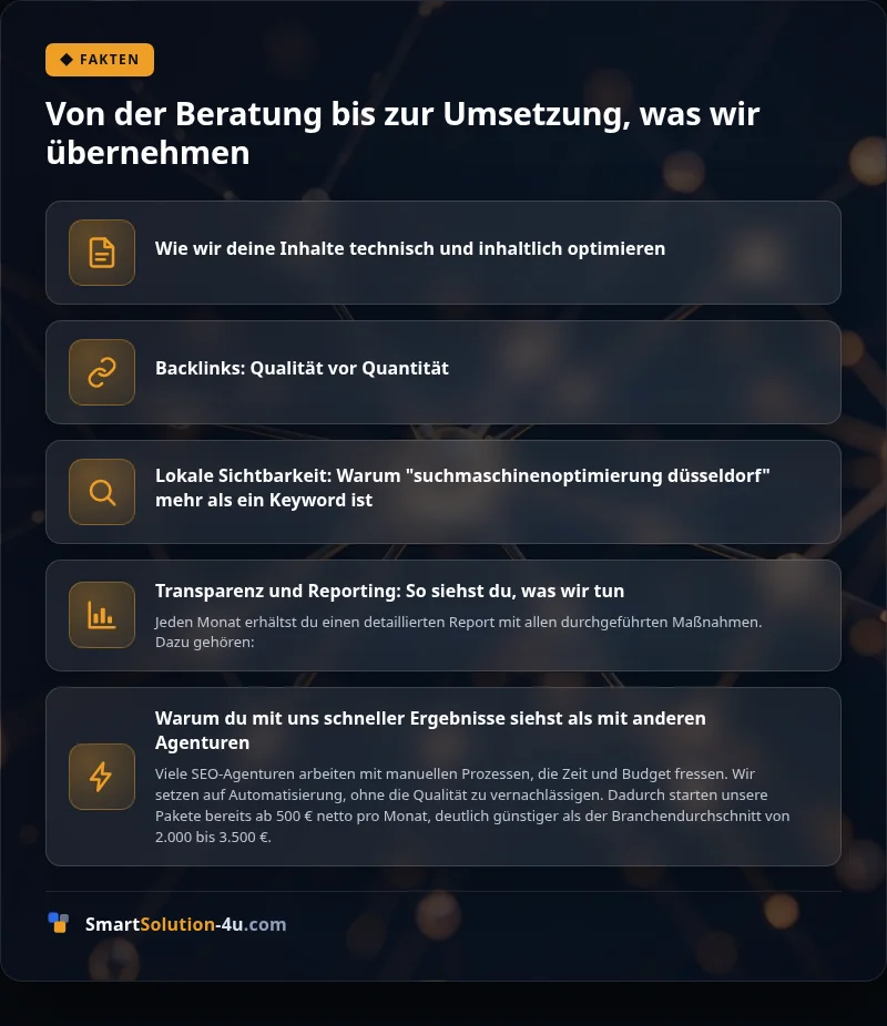 Infografik: Von der Beratung bis zur Umsetzung, was wir übernehmen