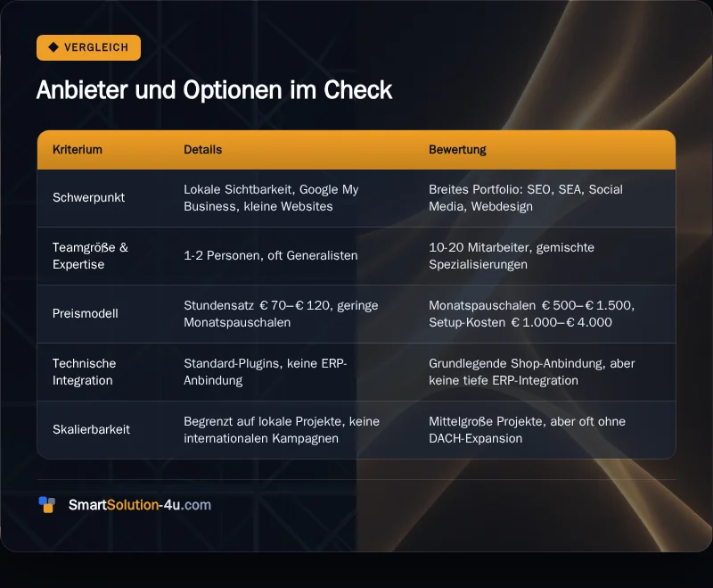Infografik: Anbieter und Optionen im Check