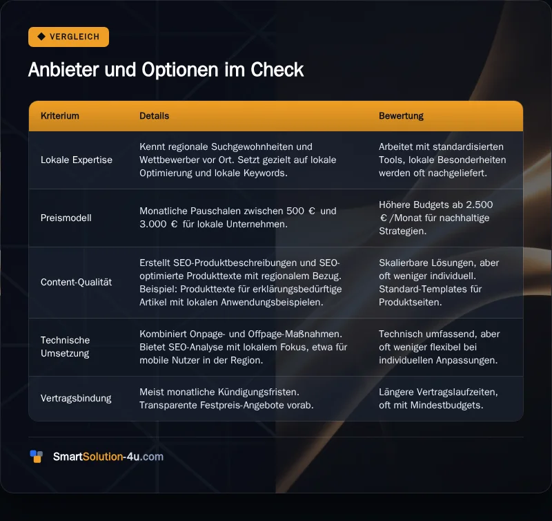 Infografik: Anbieter und Optionen im Check