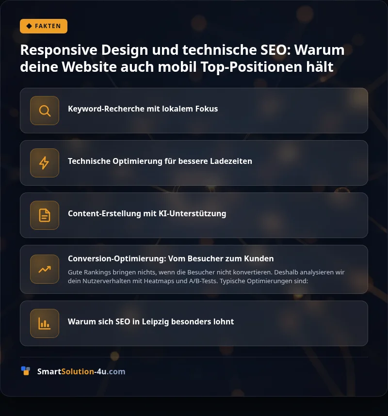 Infografik: Responsive Design und technische SEO: Warum deine Website auch mobil Top-Positionen hält