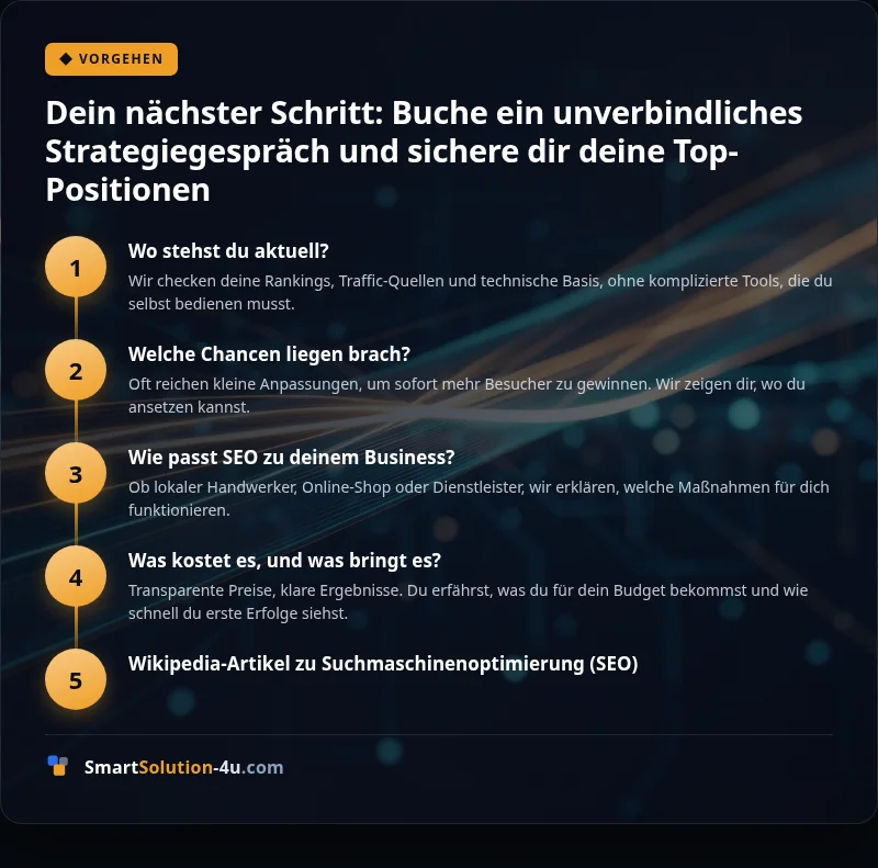 Infografik: Dein nächster Schritt: Buche ein unverbindliches Strategiegespräch und sichere dir deine Top-Positionen