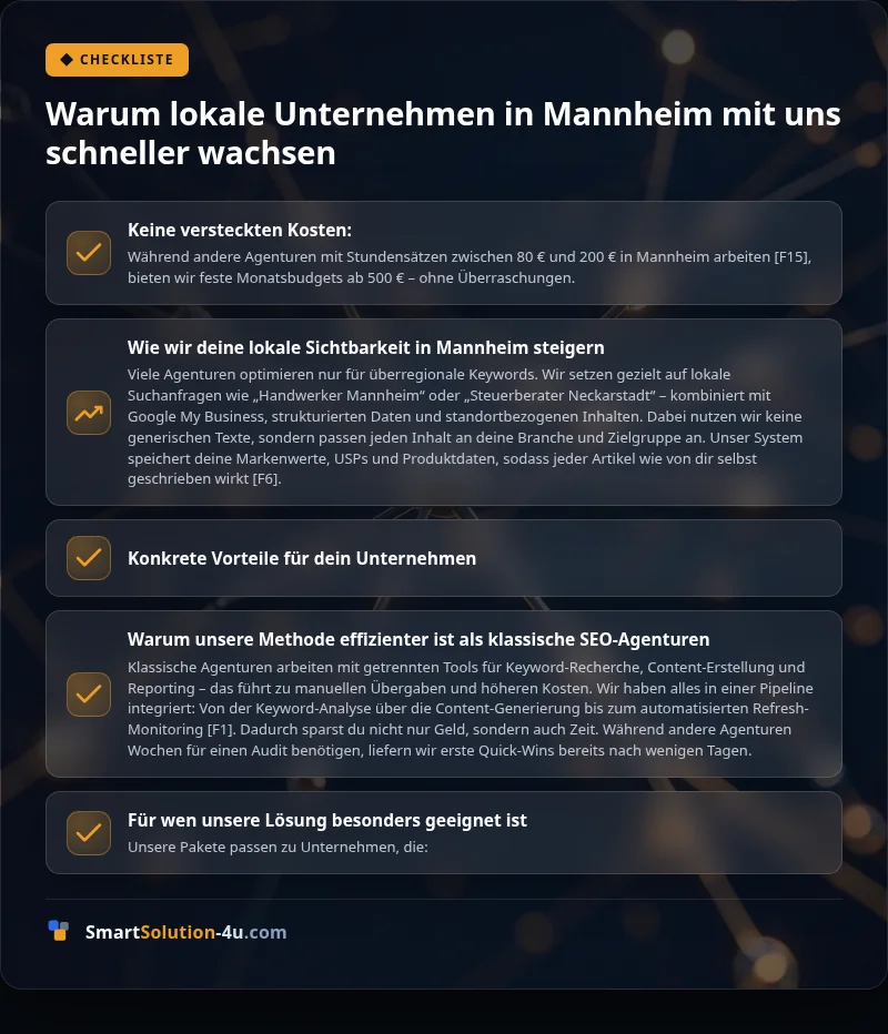 Infografik: Warum lokale Unternehmen in Mannheim mit uns schneller wachsen