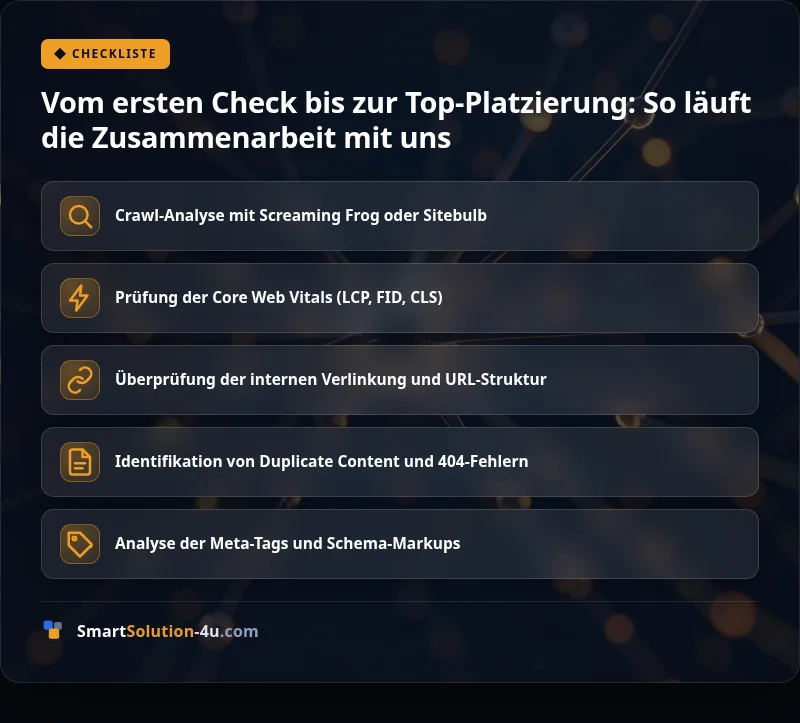 Infografik: Vom ersten Check bis zur Top-Platzierung: So läuft die Zusammenarbeit mit uns