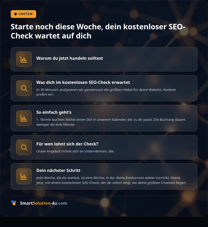 Infografik: Starte noch diese Woche, dein kostenloser SEO-Check wartet auf dich